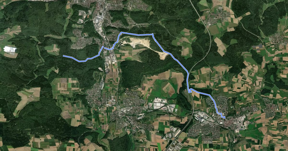 Маршрут Heidenheim-Mergelstetten - Giengen на спутниковом снимке