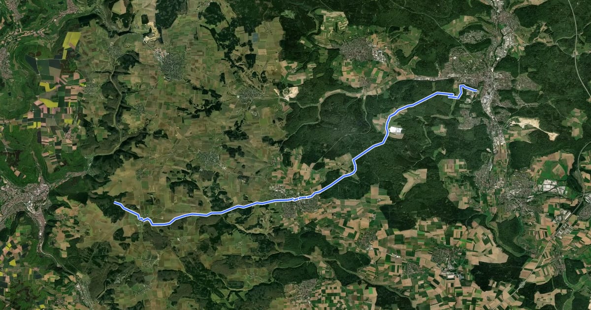 Маршрут Heidenheim - Schalkstetten на спутниковом снимке