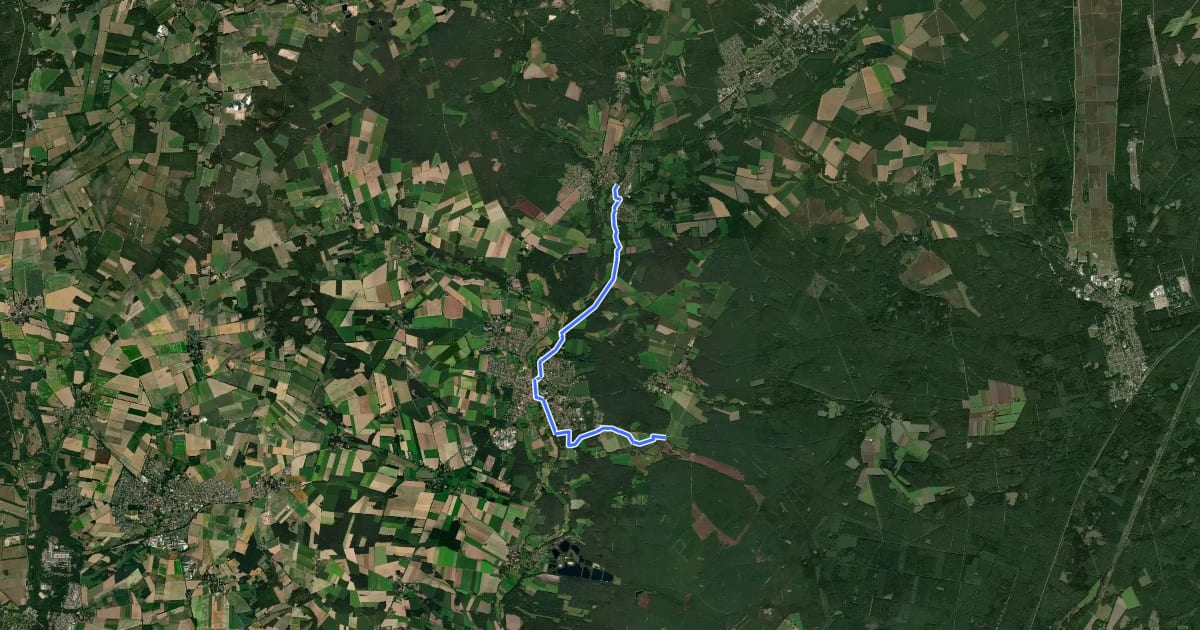 Маршрут Heidschnuckenweg, Zugangsweg Hermannsburg (Variante der Etappe 11) на спутниковом снимке