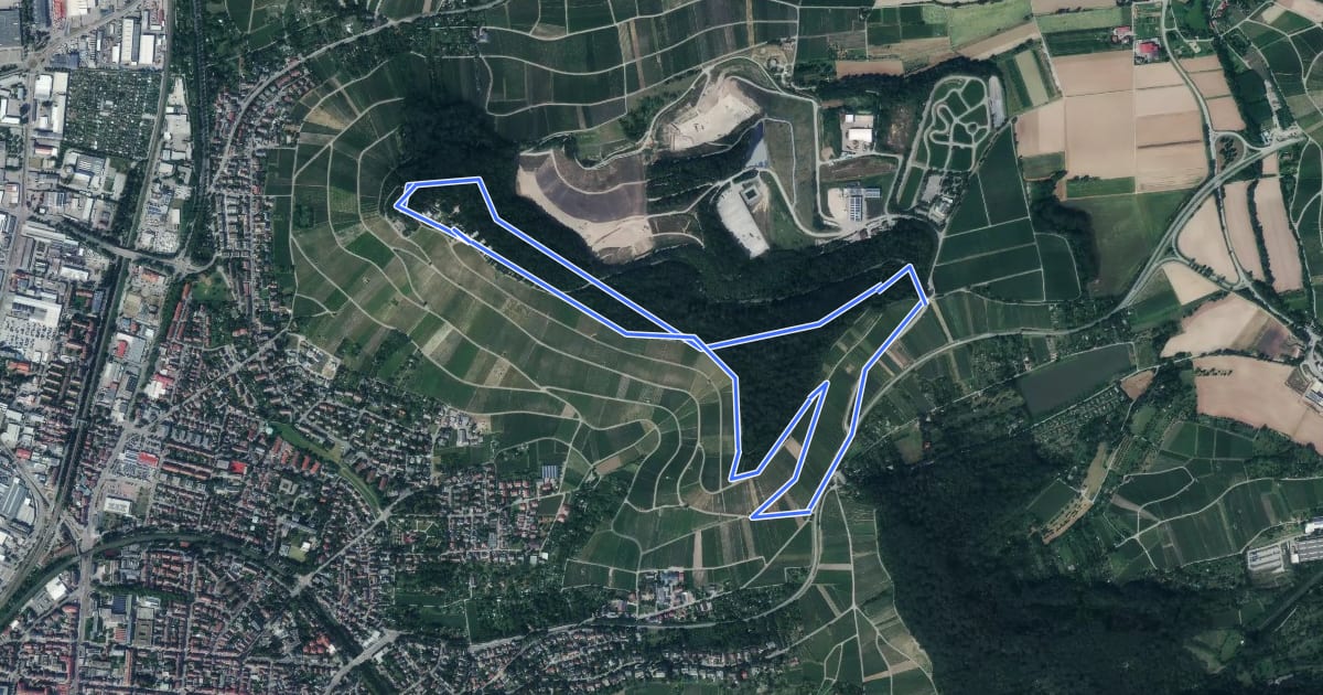 Маршрут Heilbronner Rundwanderweg 1 на спутниковом снимке