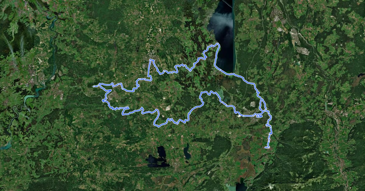 Маршрут Heilige Landschaft Pfaffenwinkel - Ostschleife на спутниковом снимке