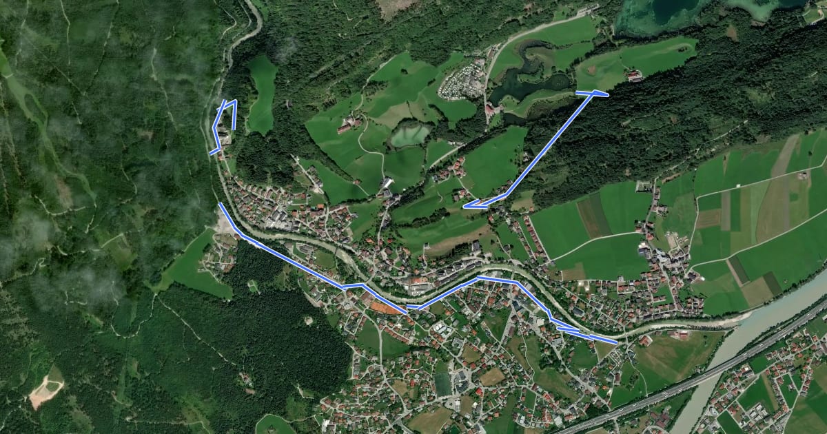 Маршрут Heilwasserweg на спутниковом снимке