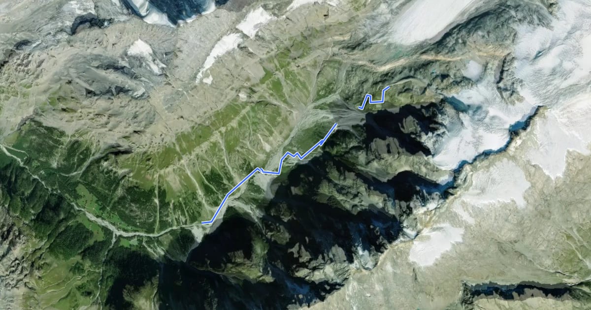 Маршрут Heimritz - Kanderfirn на спутниковом снимке