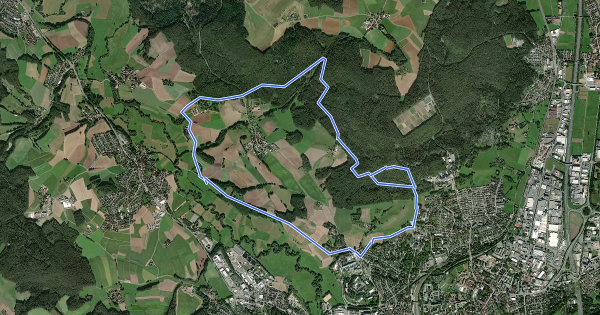 Маршрут Heinersreuth Rundwanderweg "Roter Hut" на спутниковом снимке