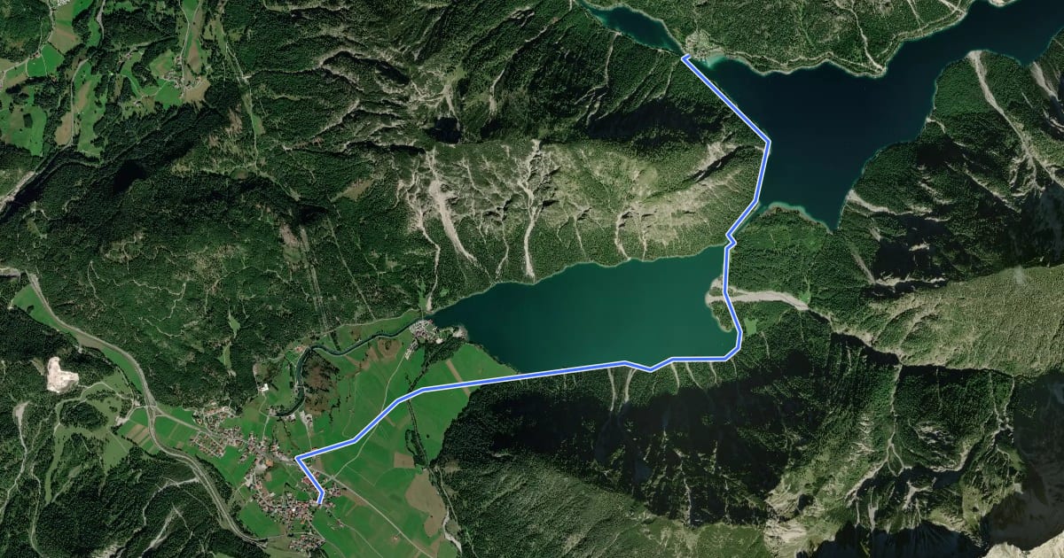 Маршрут Heiterwang - Plansee на спутниковом снимке