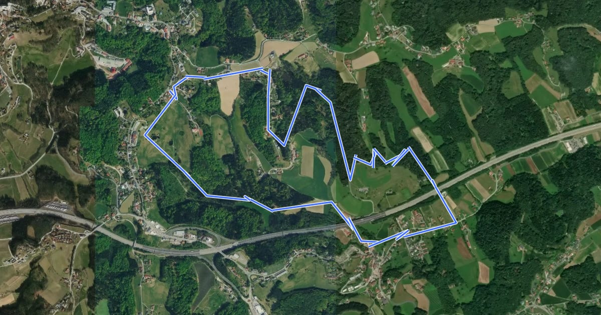 Маршрут Heldenkreuzweg на спутниковом снимке