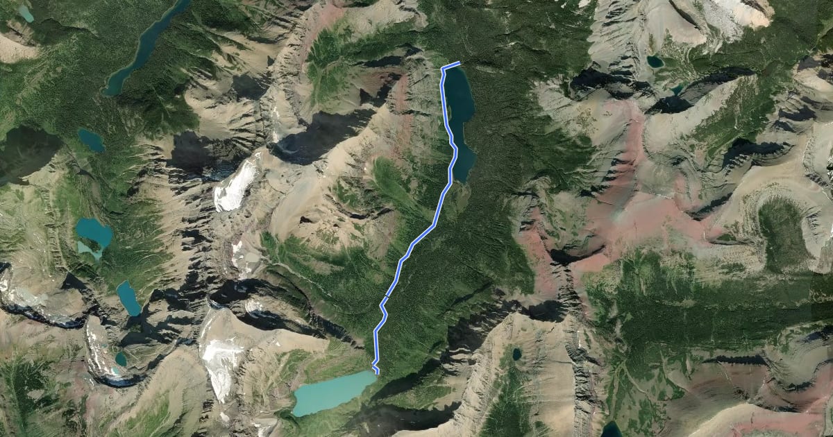 Маршрут Helen Lake Trail на спутниковом снимке