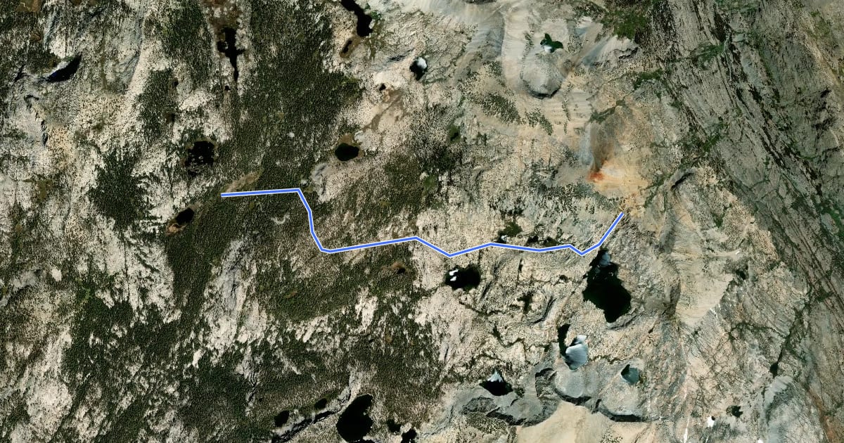 Маршрут Hell for Sure Pass Trail на спутниковом снимке