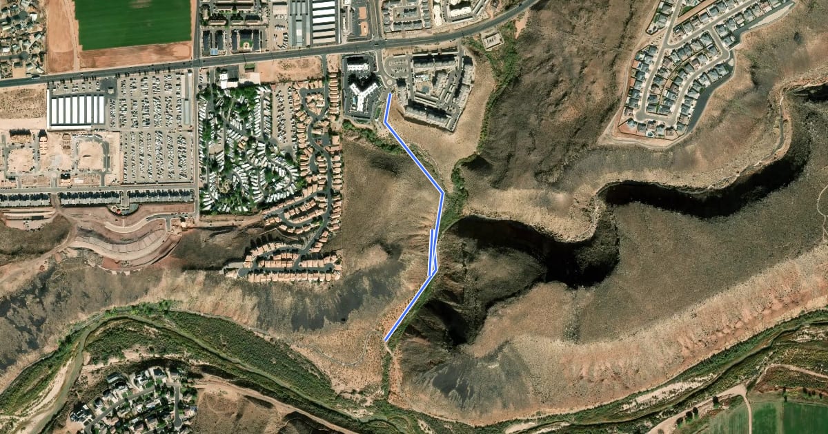 Маршрут Hell Hole Trail на спутниковом снимке