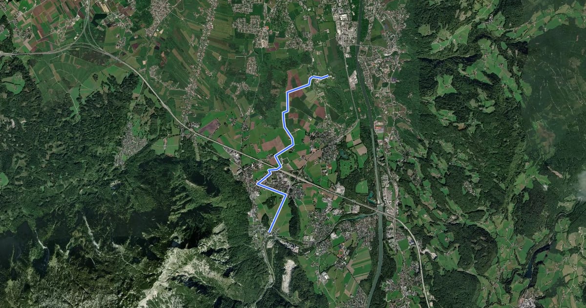 Маршрут Hellbrunn-Grödig-St. Leonhard на спутниковом снимке