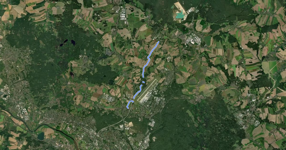 Маршрут Hellerau - Medingen на спутниковом снимке
