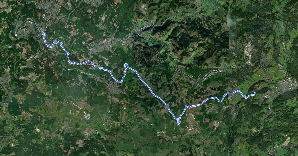 Маршрут Hellerhöhenweg на спутниковом снимке