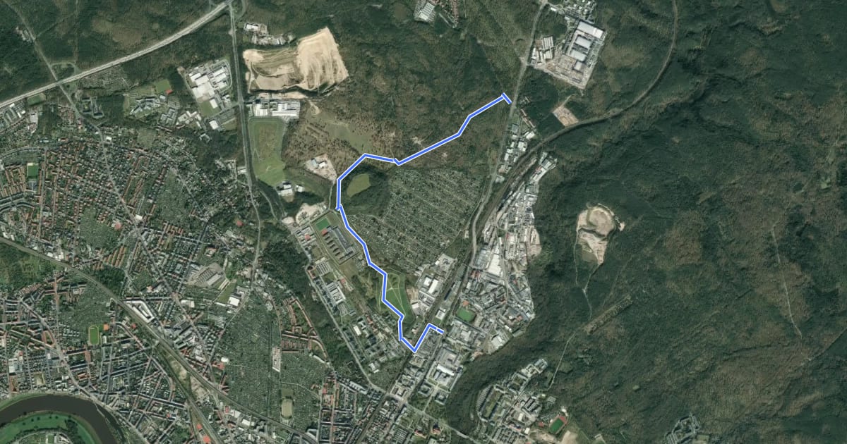 Маршрут Hellerwanderweg на спутниковом снимке