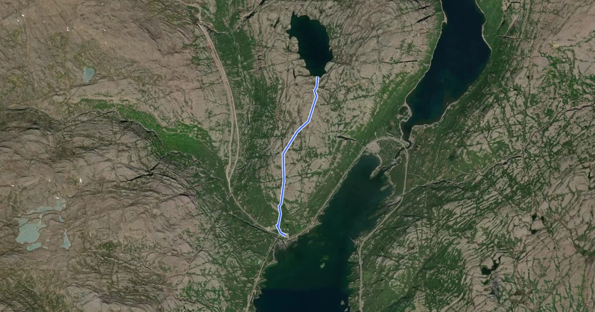 Маршрут Helluvatn на спутниковом снимке