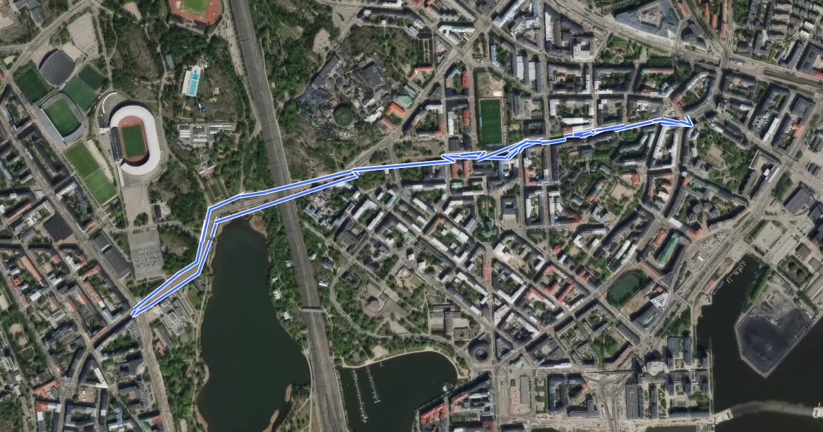 Маршрут Helsinginkatu на спутниковом снимке