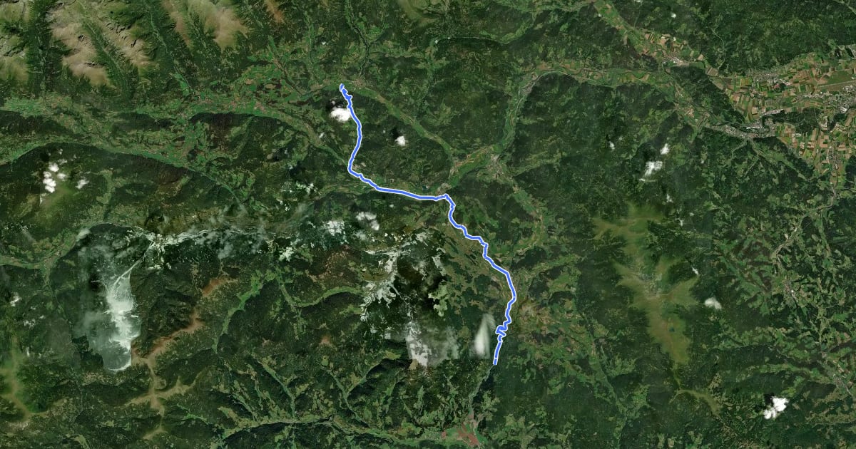 Маршрут Hemmaweg Oberwölz-Gurk на спутниковом снимке
