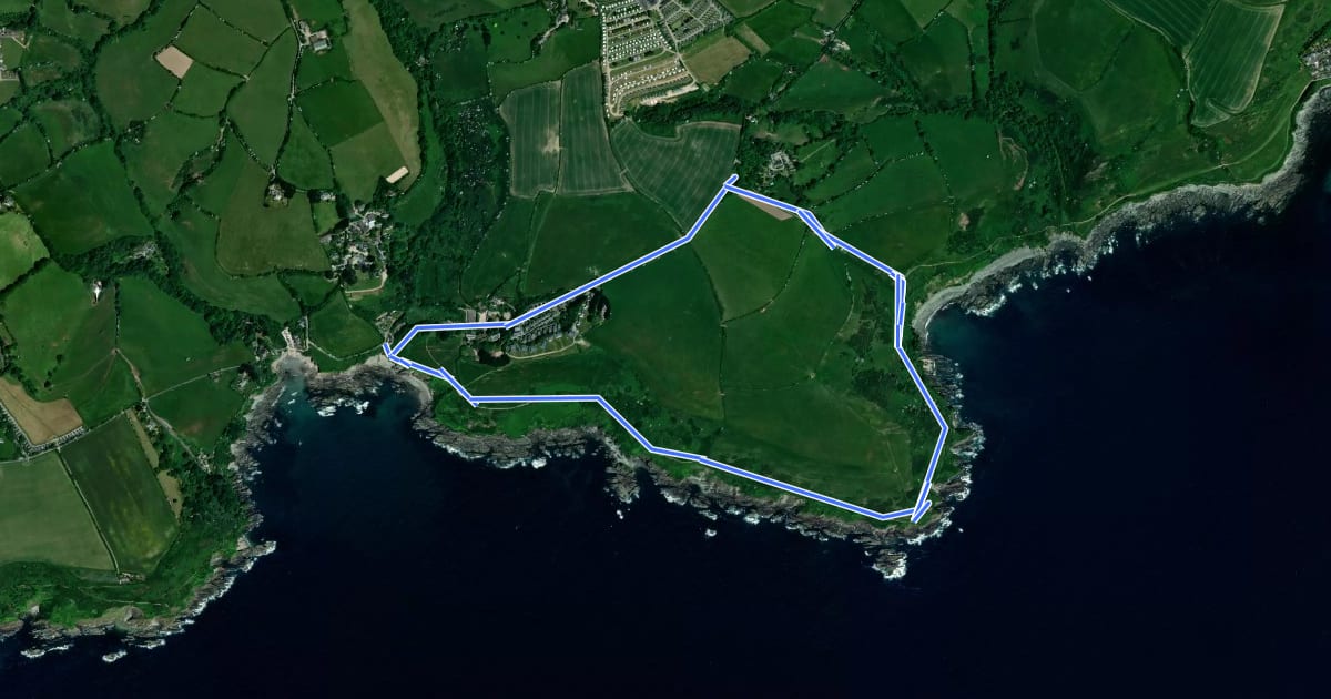 Маршрут Hendersick and Talland Bay Loop, Lansallos на спутниковом снимке