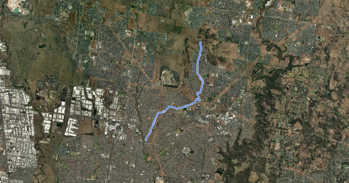 Маршрут Hendersons Creek Trail на спутниковом снимке