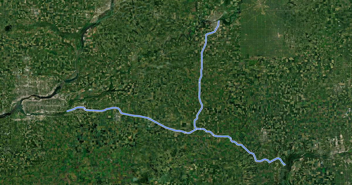 Маршрут Hennepin Canal Parkway на спутниковом снимке
