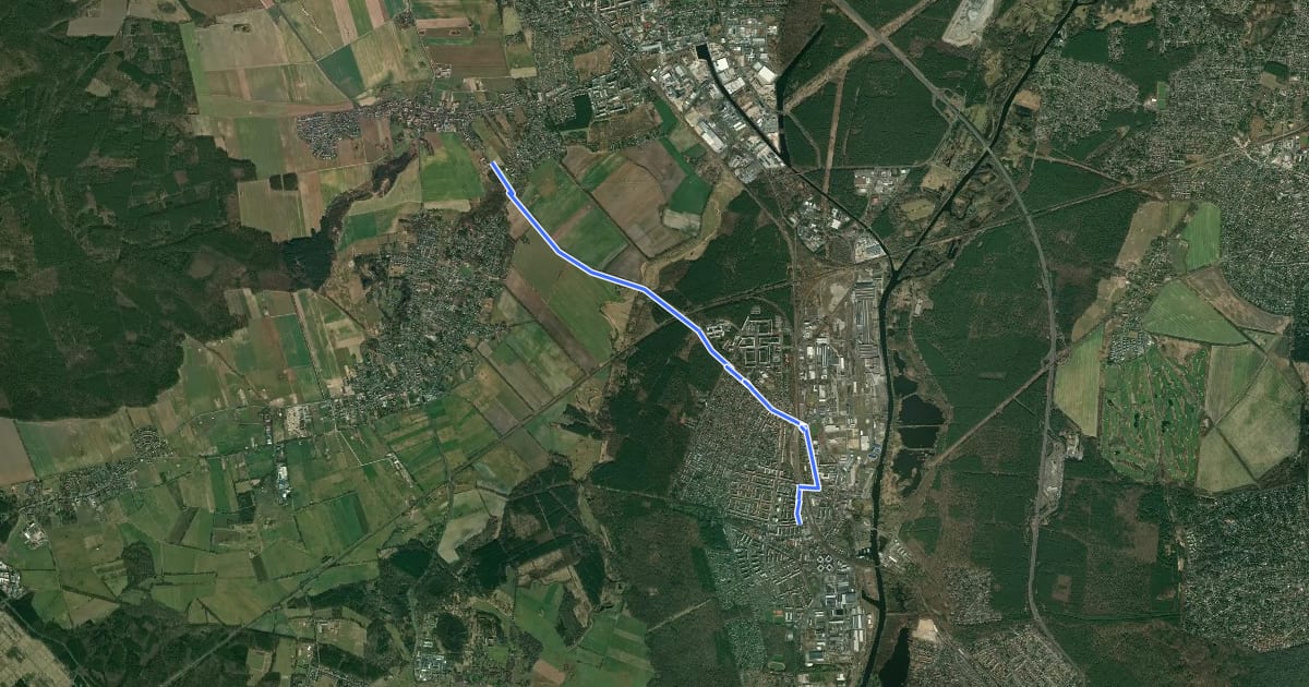 Маршрут Hennigsdorf (10) - Oberkrämer (27) на спутниковом снимке