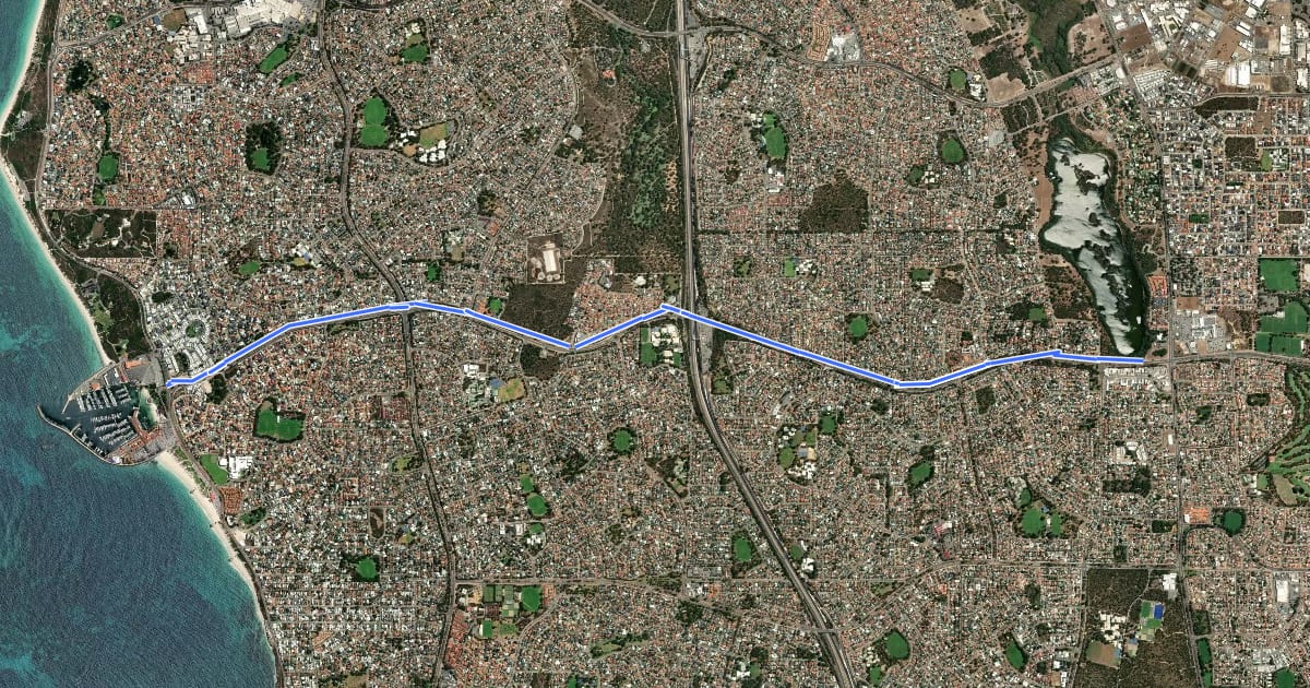 Маршрут Hepburn Avenue Shared Path на спутниковом снимке