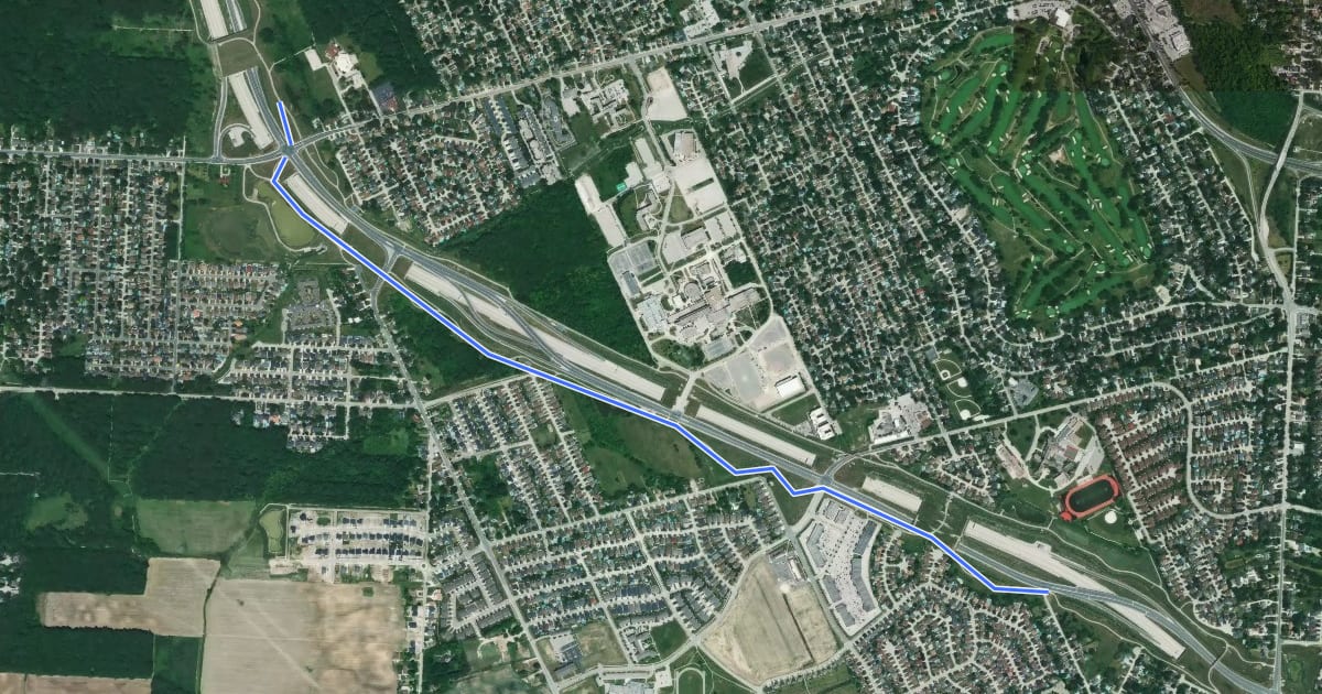 Маршрут Herb Grey Parkway Trail (connector) на спутниковом снимке
