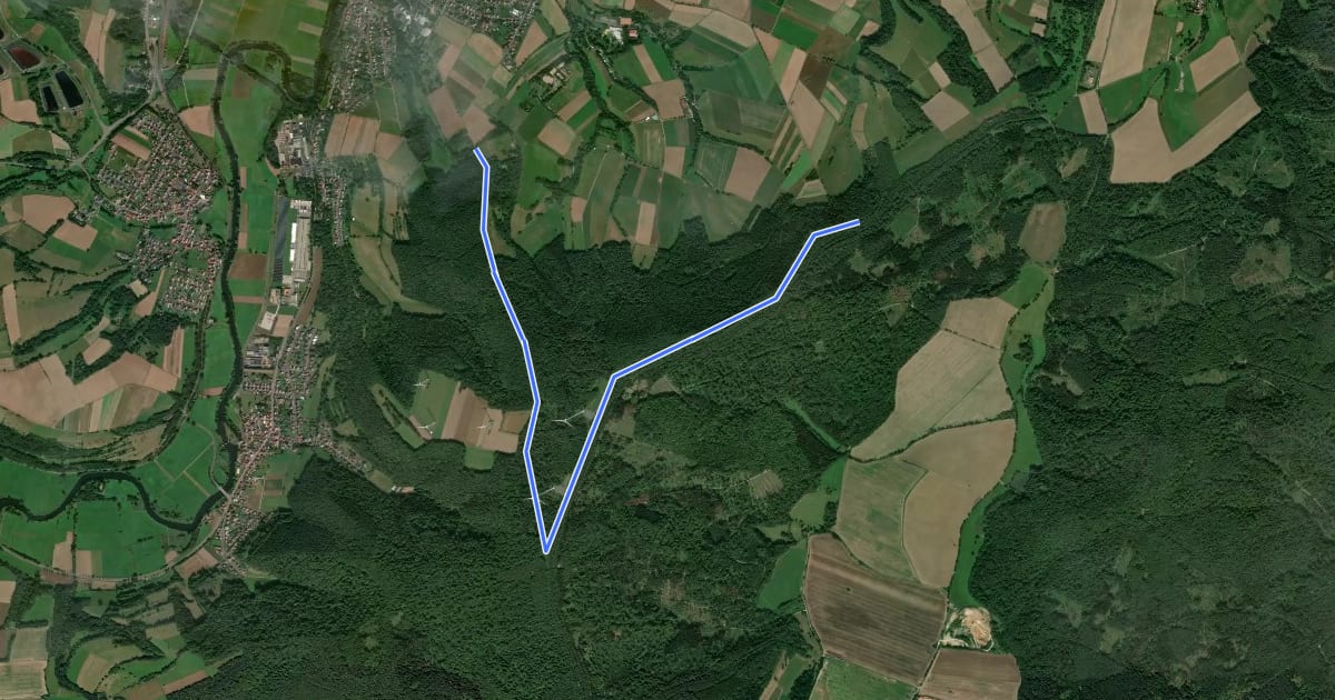 Маршрут Heringen Weitwanderweg Nr.3 на спутниковом снимке