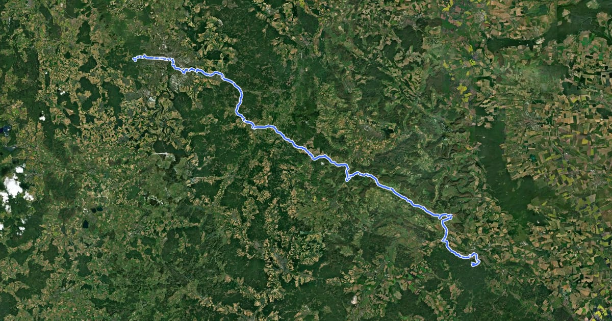 Маршрут Herkules-Wartburg-Radweg на спутниковом снимке