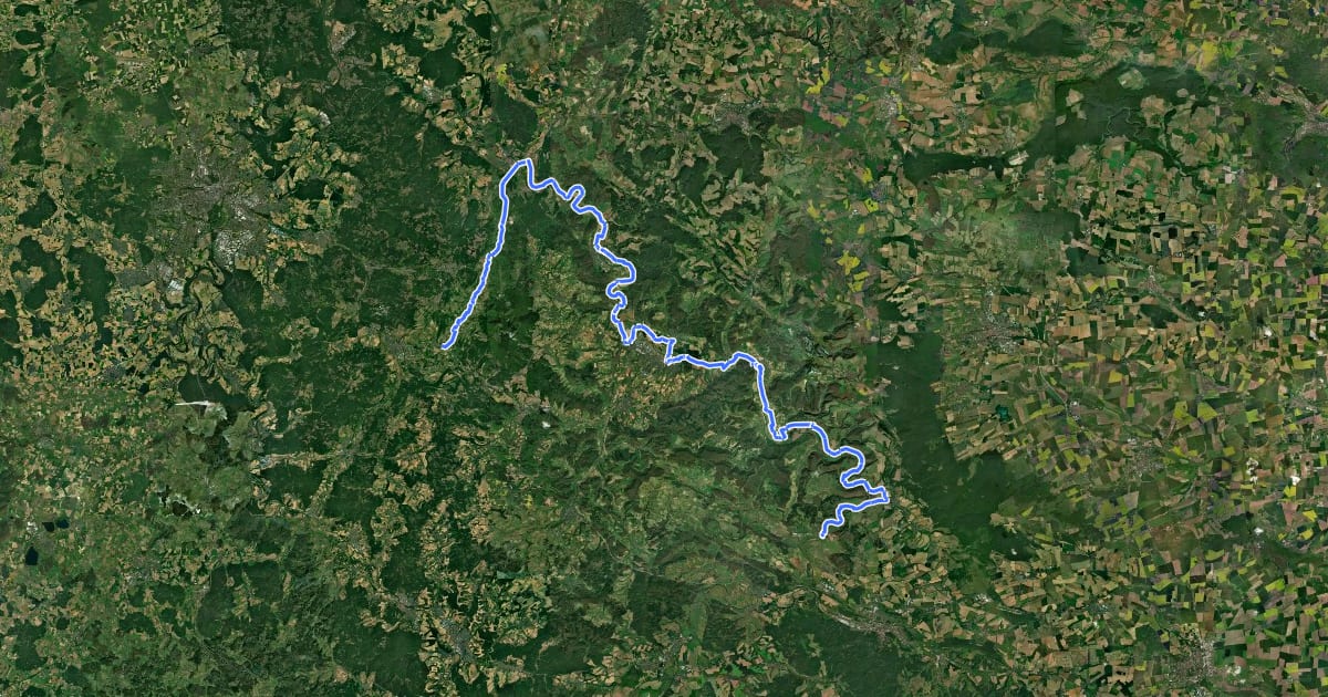 Маршрут Herkules-Wartburg-Radweg Alternative на спутниковом снимке
