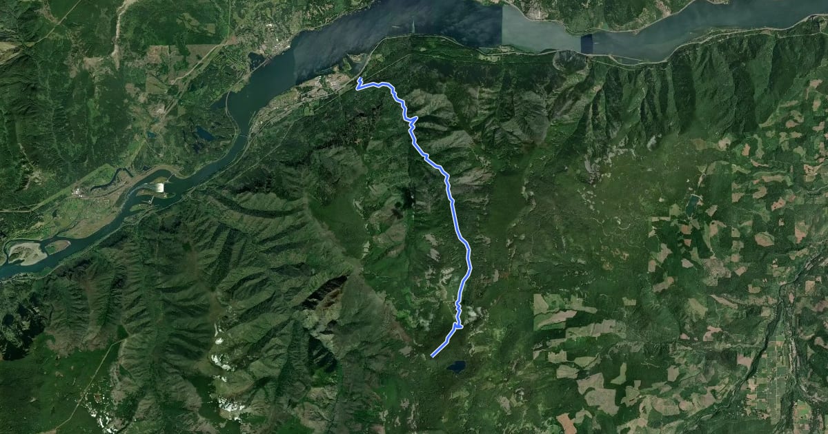 Маршрут Herman Creek Trail на спутниковом снимке