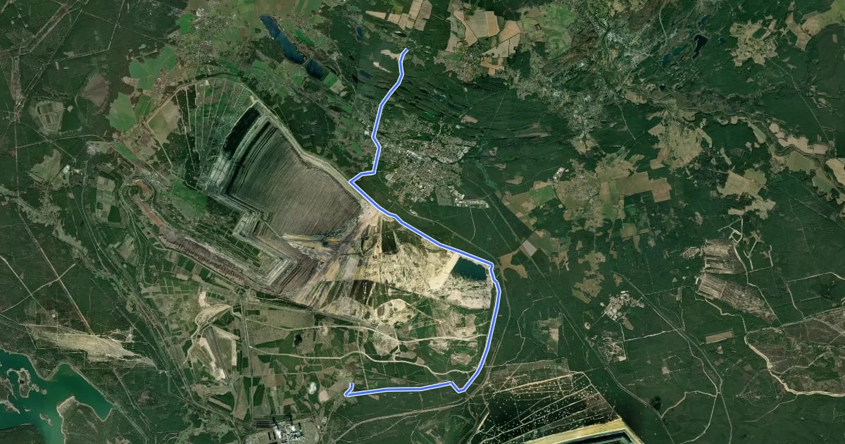 Маршрут Hermannsdorfer Radweg на спутниковом снимке