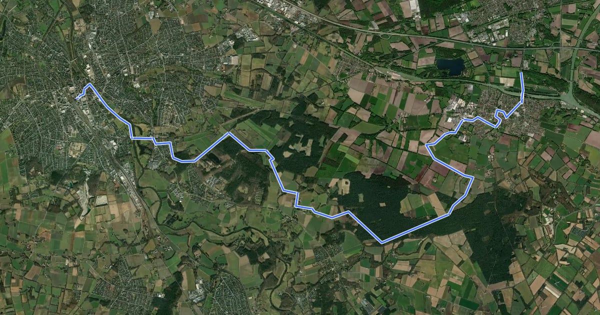 Маршрут Hermannshöhen - Etappe 01 von Rheine nach Hörstel на спутниковом снимке