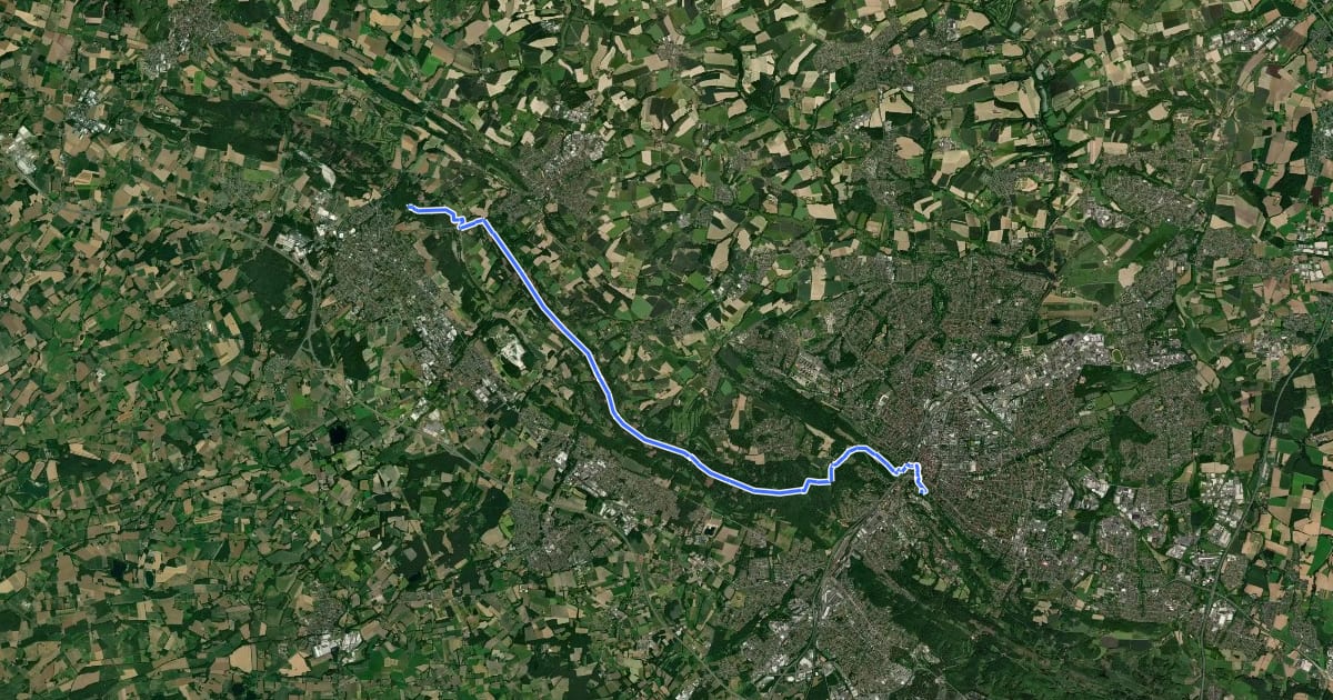Маршрут Hermannshöhen - Etappe 06 von Halle (Westf.) nach Bielefeld на спутниковом снимке