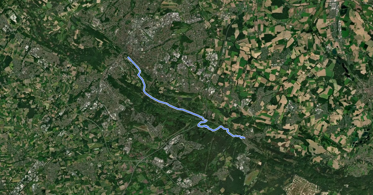 Маршрут Hermannshöhen - Etappe 07 von Bielefeld nach Oerlinghausen на спутниковом снимке