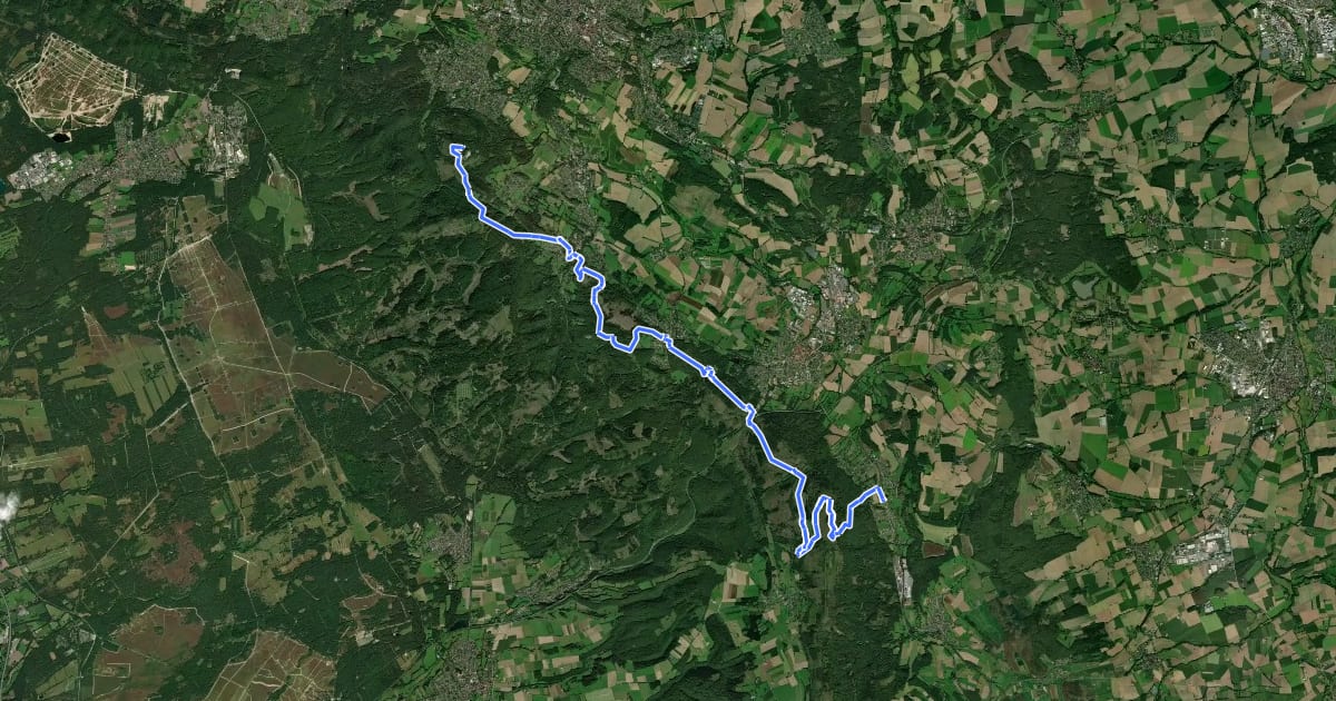 Маршрут Hermannshöhen - Etappe 09 von Detmold nach Leopoldstal на спутниковом снимке