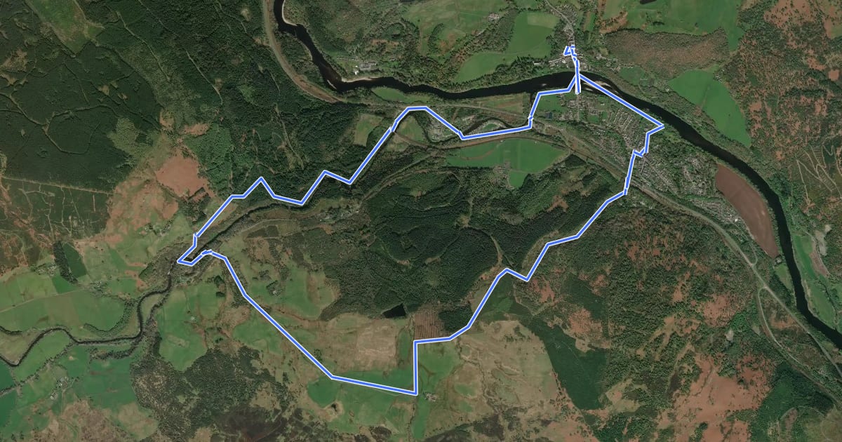 Маршрут Hermitage, Rumbling Bridge and Inchewan Burn на спутниковом снимке