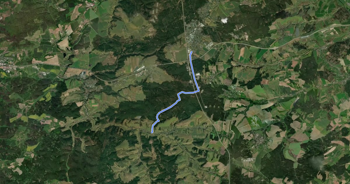 Маршрут Hermsdorf - Lippersdorf на спутниковом снимке