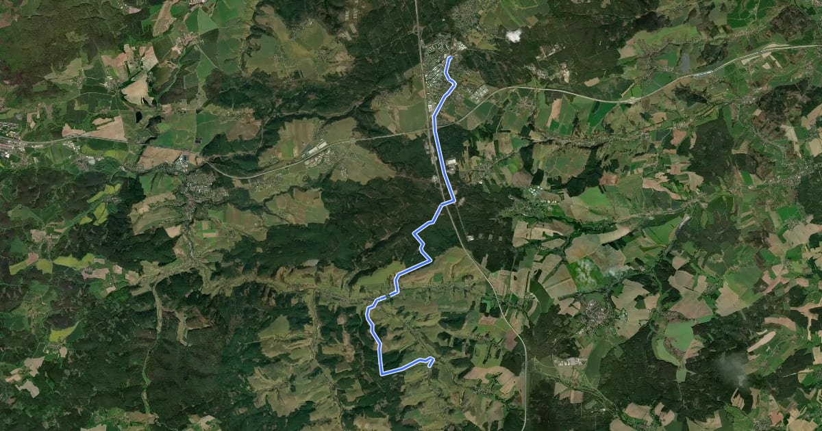 Маршрут Hermsdorf - Renthendorf на спутниковом снимке
