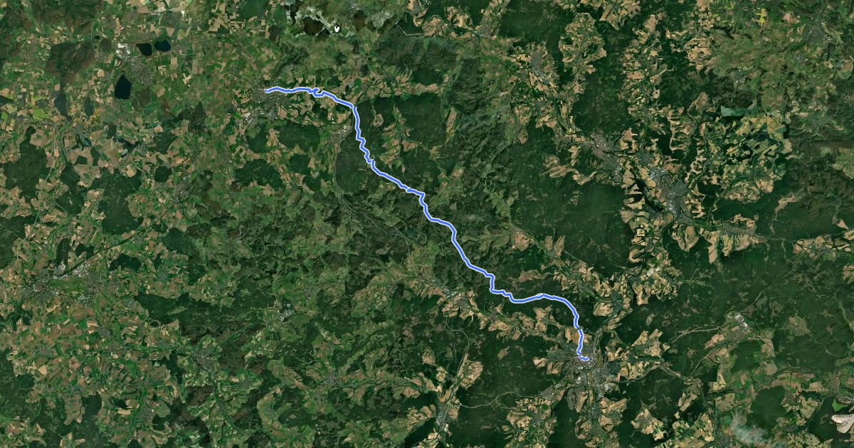 Маршрут Hersfeld-Homberger-Höhenweg на спутниковом снимке