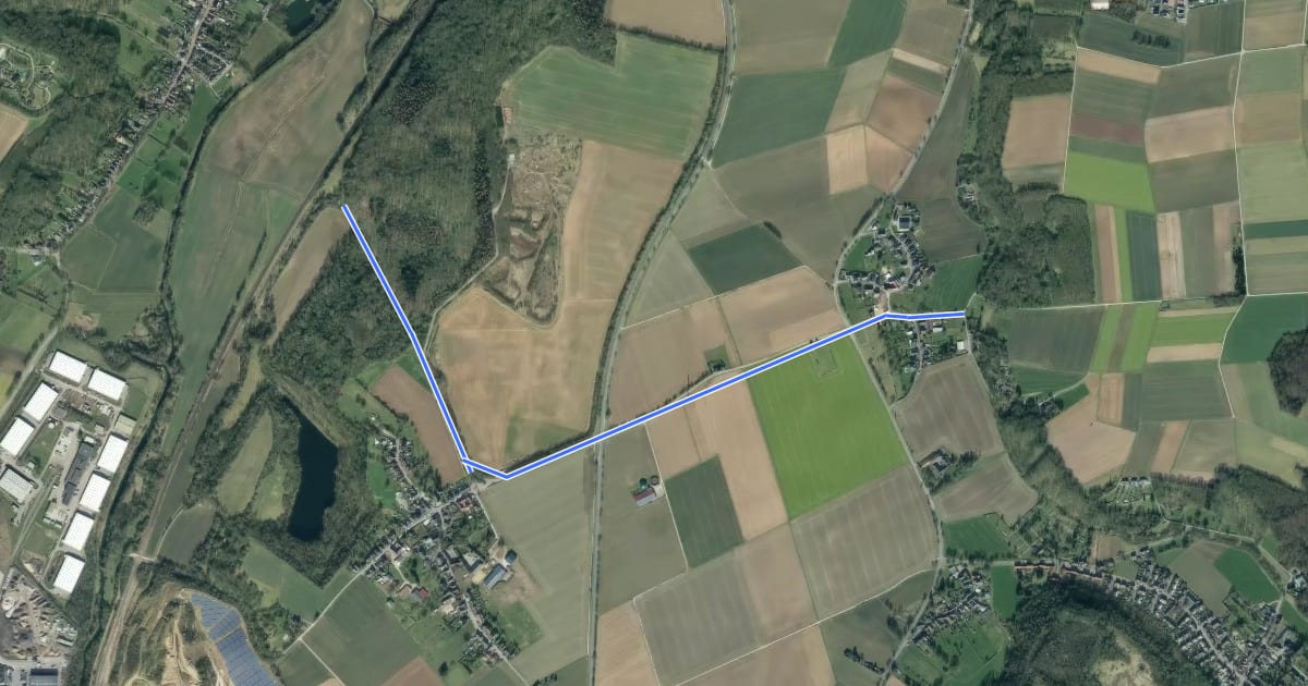 Маршрут Herzogenrath (33) - Übach-Palenberg (35) на спутниковом снимке