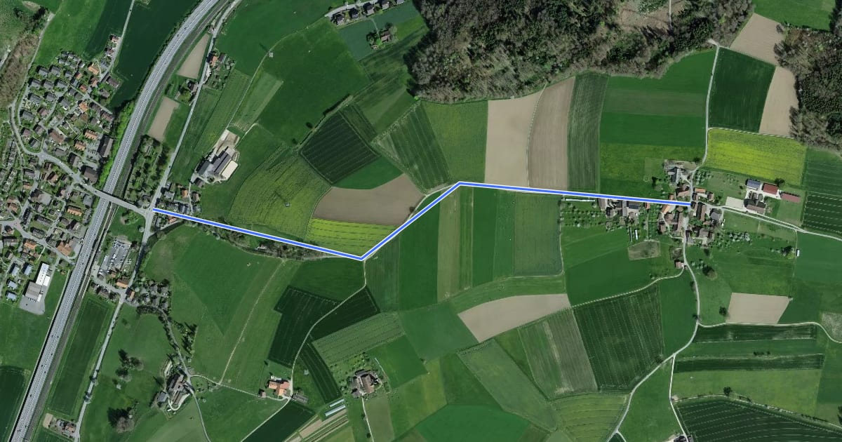 Маршрут Herzwil - Oberwangen на спутниковом снимке