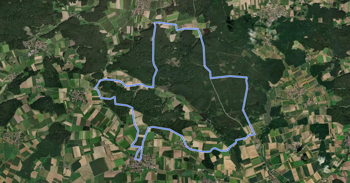Маршрут Hesselberg Radtour 1 на спутниковом снимке