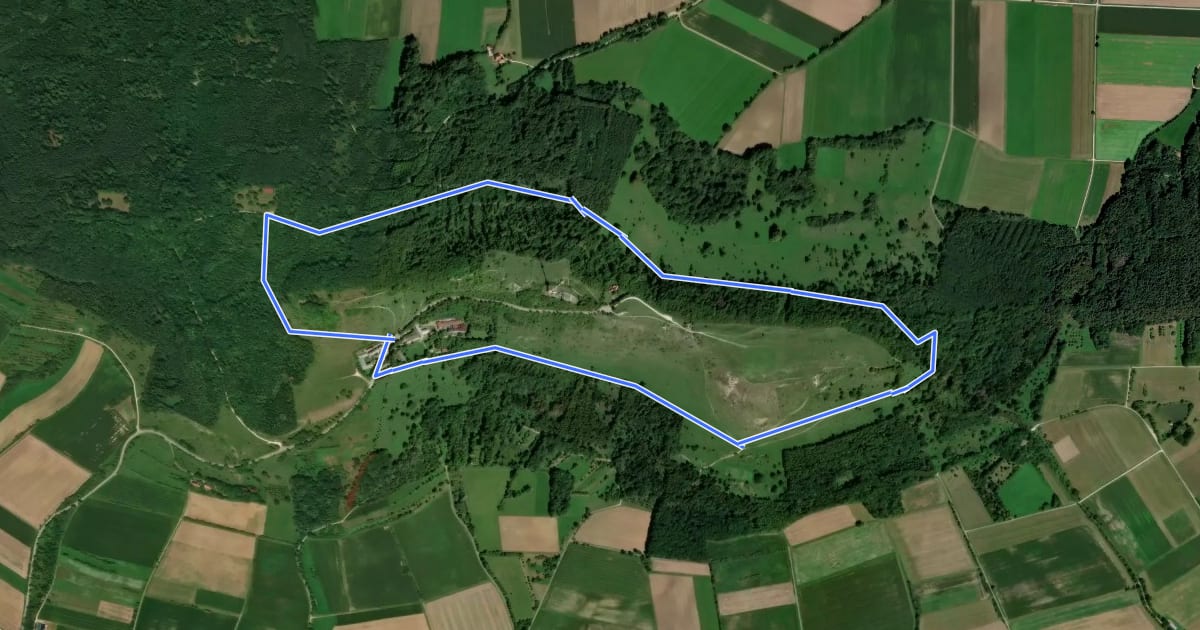 Маршрут Hesselberg Rundwanderweg 1 на спутниковом снимке