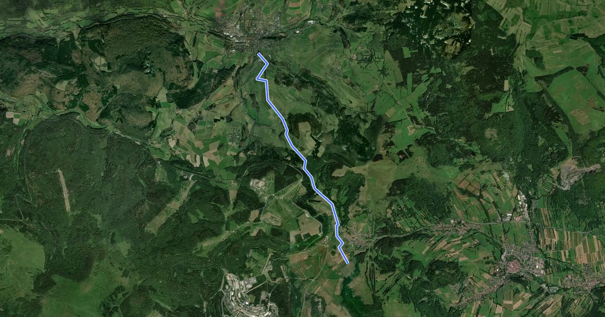 Маршрут Hessen-Bayern Gersfeld-Oberweißenbrunn на спутниковом снимке
