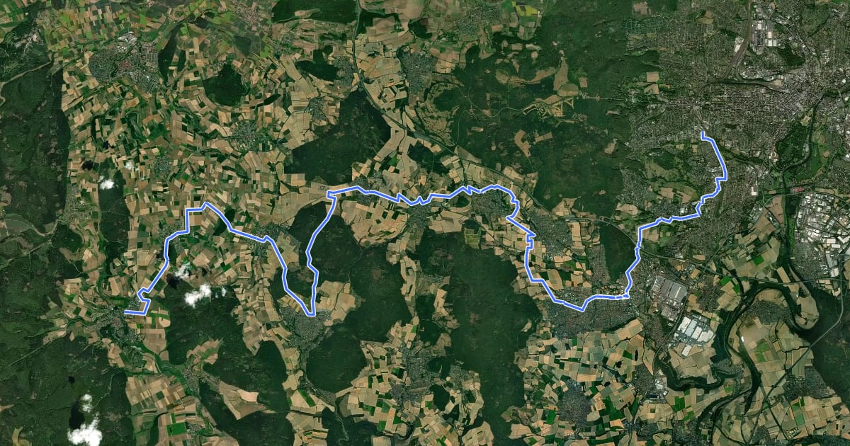 Маршрут Hessencourrier-Radweg на спутниковом снимке
