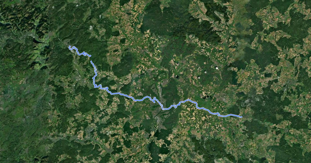 Маршрут Hessenweg 10 (Teilstück Biedenkopf - Stadtallendorf-Niederklein) на спутниковом снимке