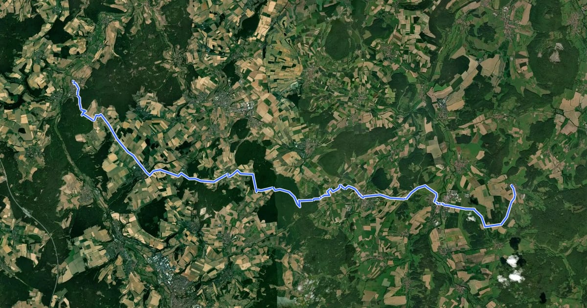 Маршрут Hessenweg 10 (Teilstück Neukirchen - Geisa ) на спутниковом снимке