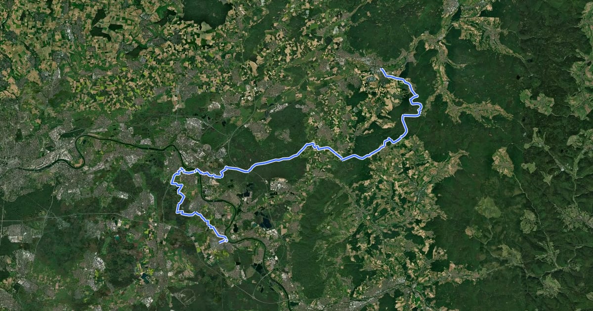 Маршрут Hessenweg 2 (Teilstück Gelnhausen - Seligenstadt) на спутниковом снимке