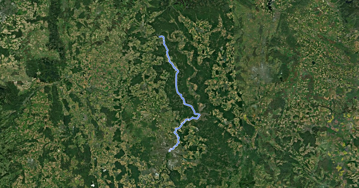 Маршрут Hessenweg 3 (Teilstück Bad Karlshafen-Kassel) на спутниковом снимке