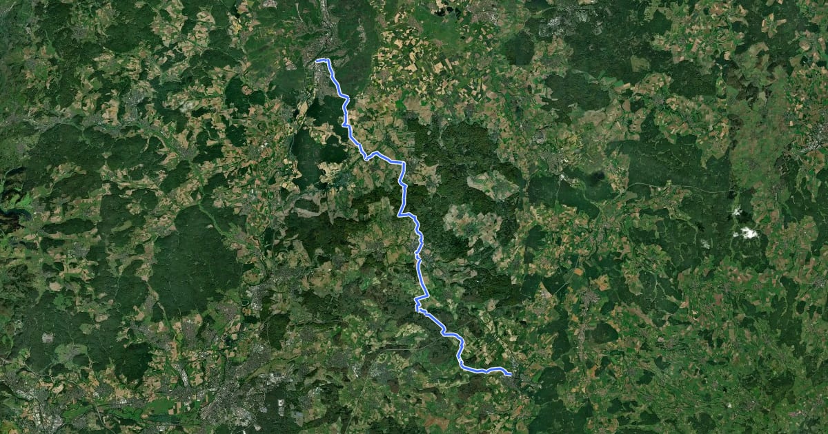 Маршрут Hessenweg 4 (Teilstrecke Marburg - Grünberg) на спутниковом снимке